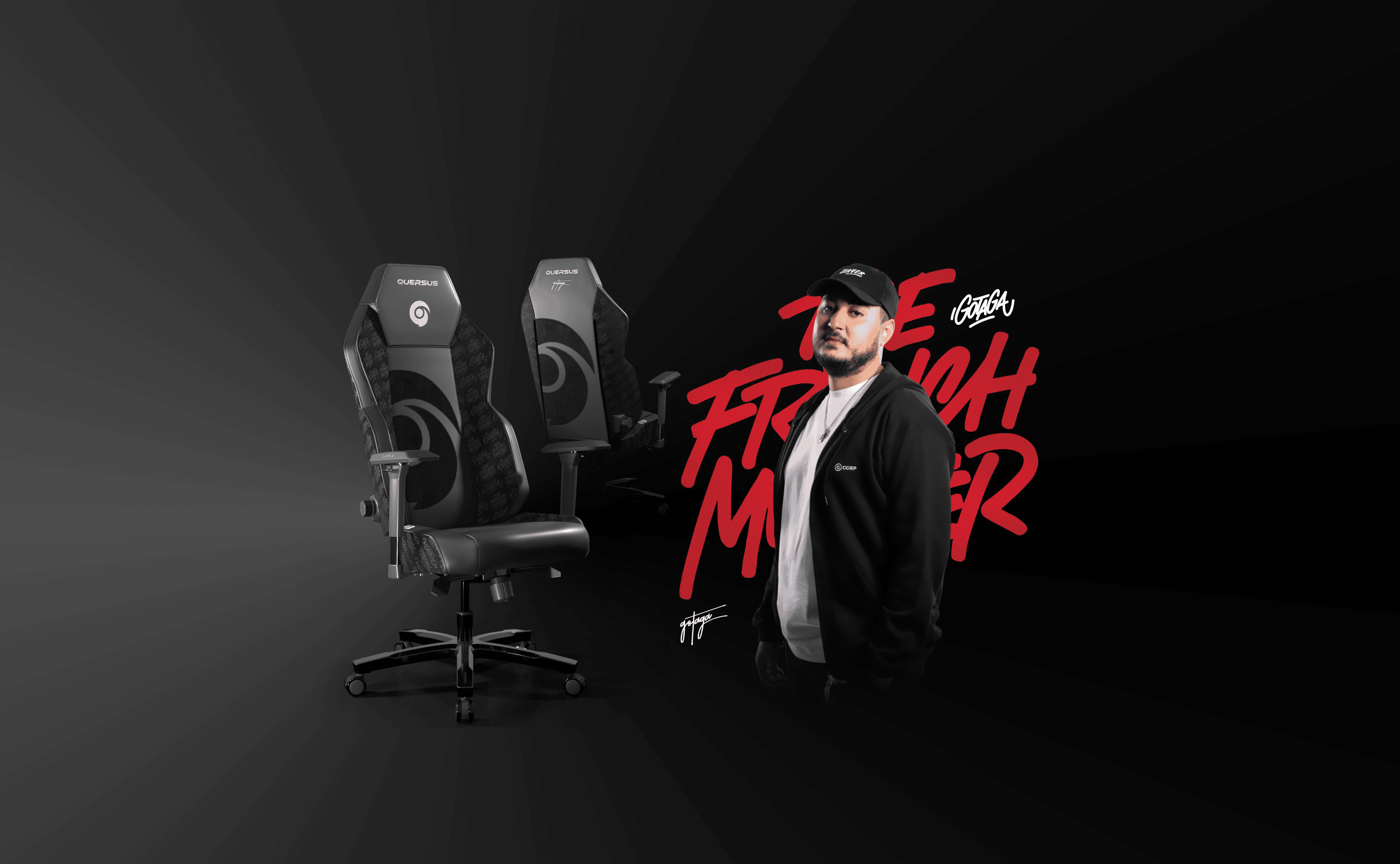 Une chaise gaming de la marque quersus, un sponsor de Gotaga